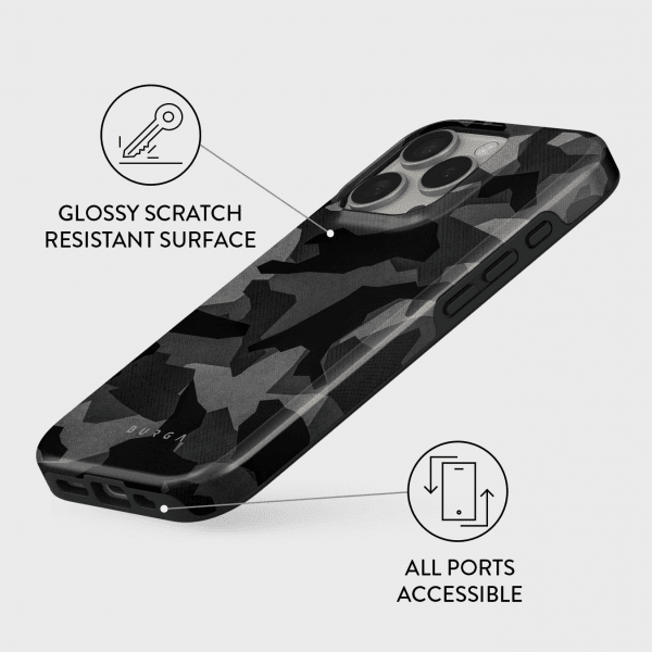 Burga iPhone 15 Pro Skal Tough MagSafe Night Black Camo