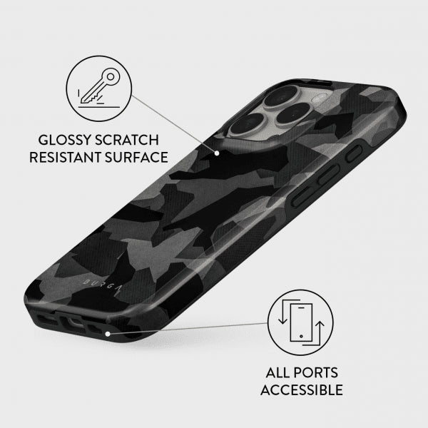 Burga iPhone 15 Skal Tough MagSafe Night Black Camouflage