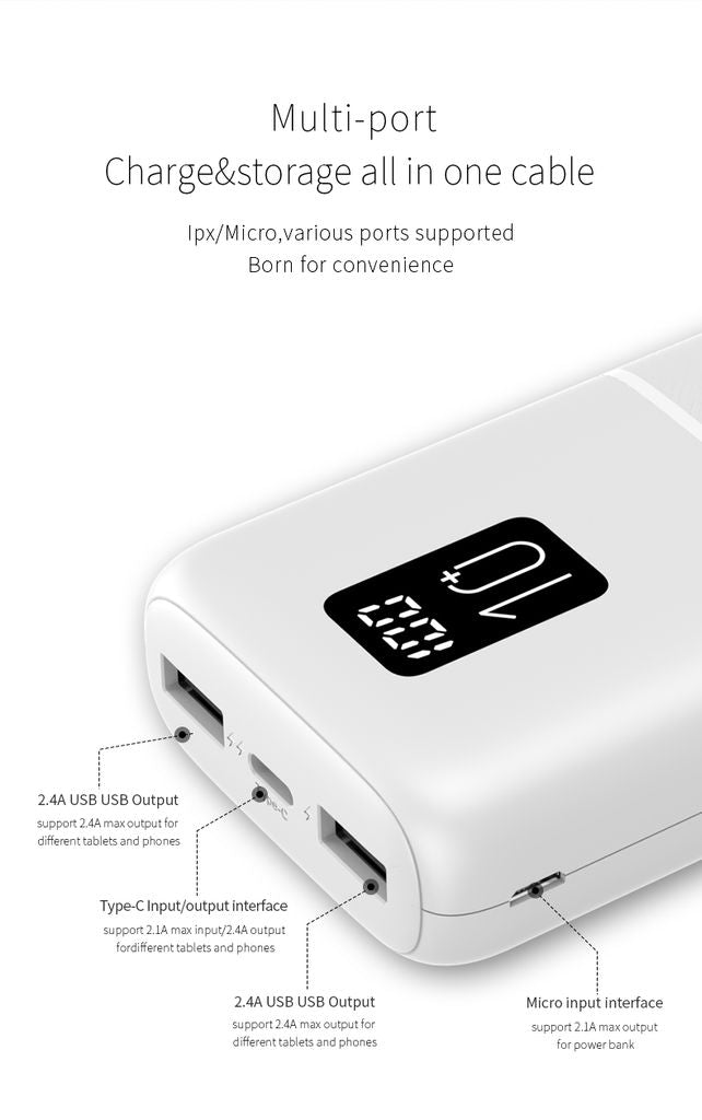 SiGN Mini Powerbank med Display 10 000mAh Vit