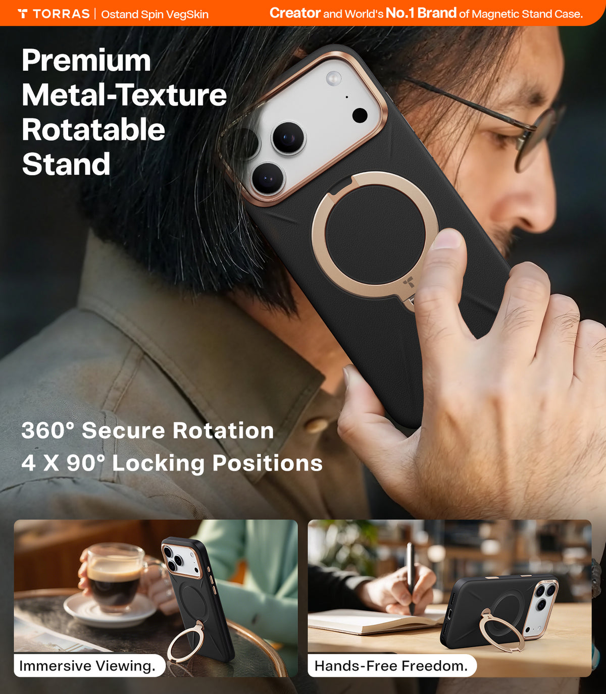 Torras iPhone 17 Pro Max Skal Ostand Q3 Vegskin Obsidian Black
