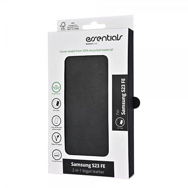Essentials Samsung Galaxy S23 FE Fodral 2-in-1 Vegan Leather Svart