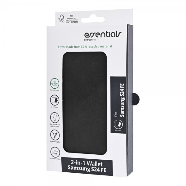 Essentials Samsung Galaxy S24 FE Fodral 2-in-1 Vegan Leather Svart