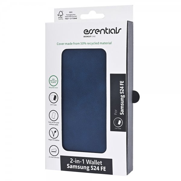 Essentials Samsung Galaxy S24 FE Fodral 2-in-1 Vegan Leather Blå