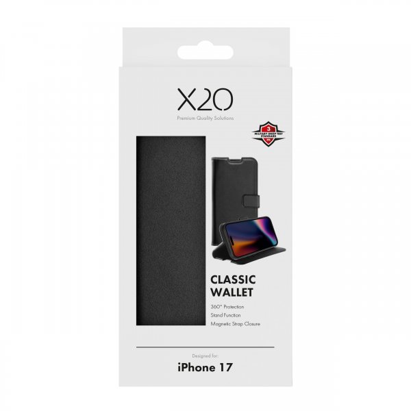 X2O iPhone 17 Fodral Classic Wallet Svart