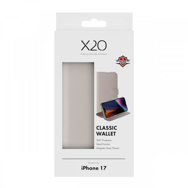 X2O iPhone 17 Fodral Classic Wallet Greige