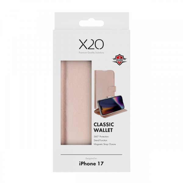 X2O iPhone 17 Fodral Classic Wallet Roseguld