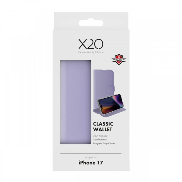 X2O iPhone 17 Fodral Classic Wallet Lavender