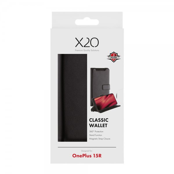 X2O OnePlus 15R Fodral Classic Wallet Svart