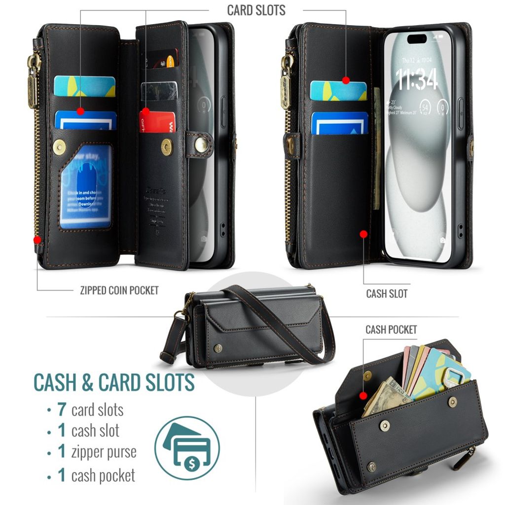 CaseMe iPhone 15 Fodral C36 Series Svart