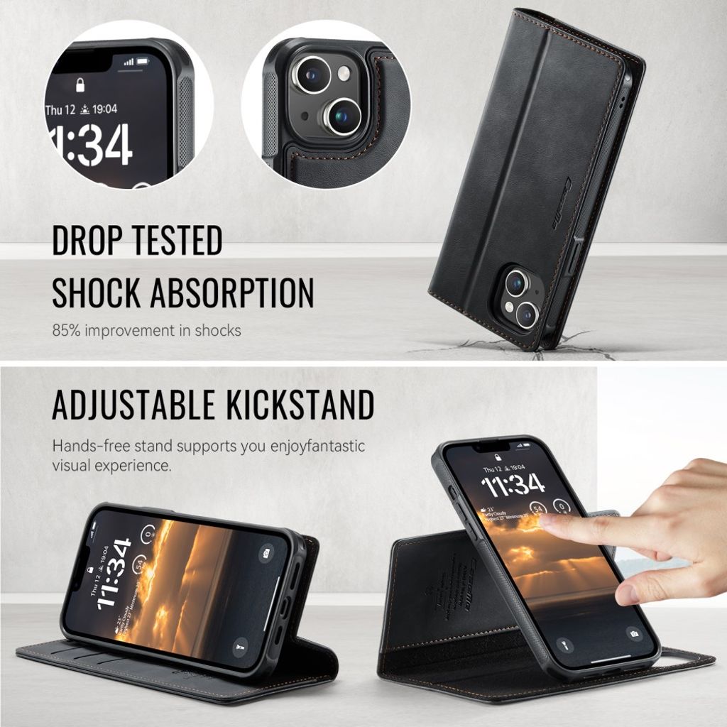 CaseMe iPhone 15 Fodral C49 Series Svart