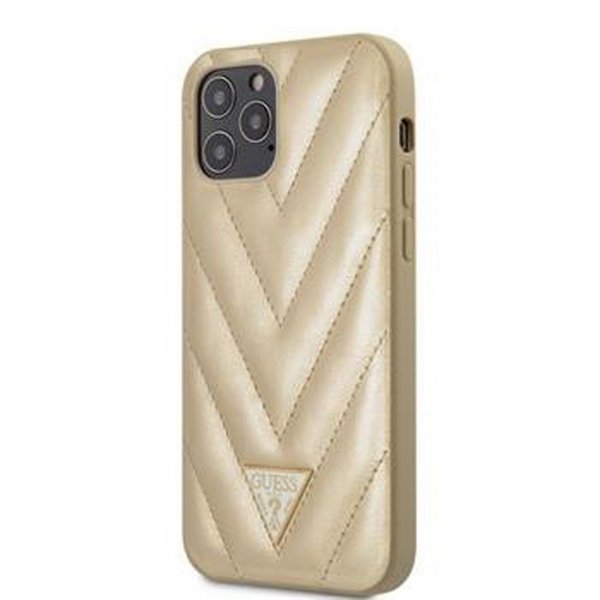 Guess iPhone 12 Pro Max Skal V Quilted Guld