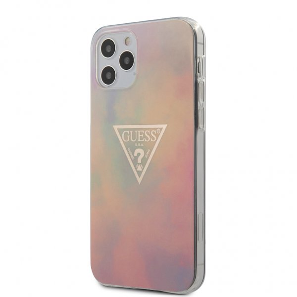 Guess iPhone 12/iPhone 12 Pro Skal Gold Triangle Rosa