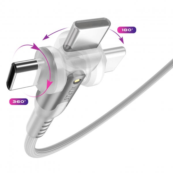 Statik Kabel PowerPivot Pro USB-C/USB-C 1m Vit