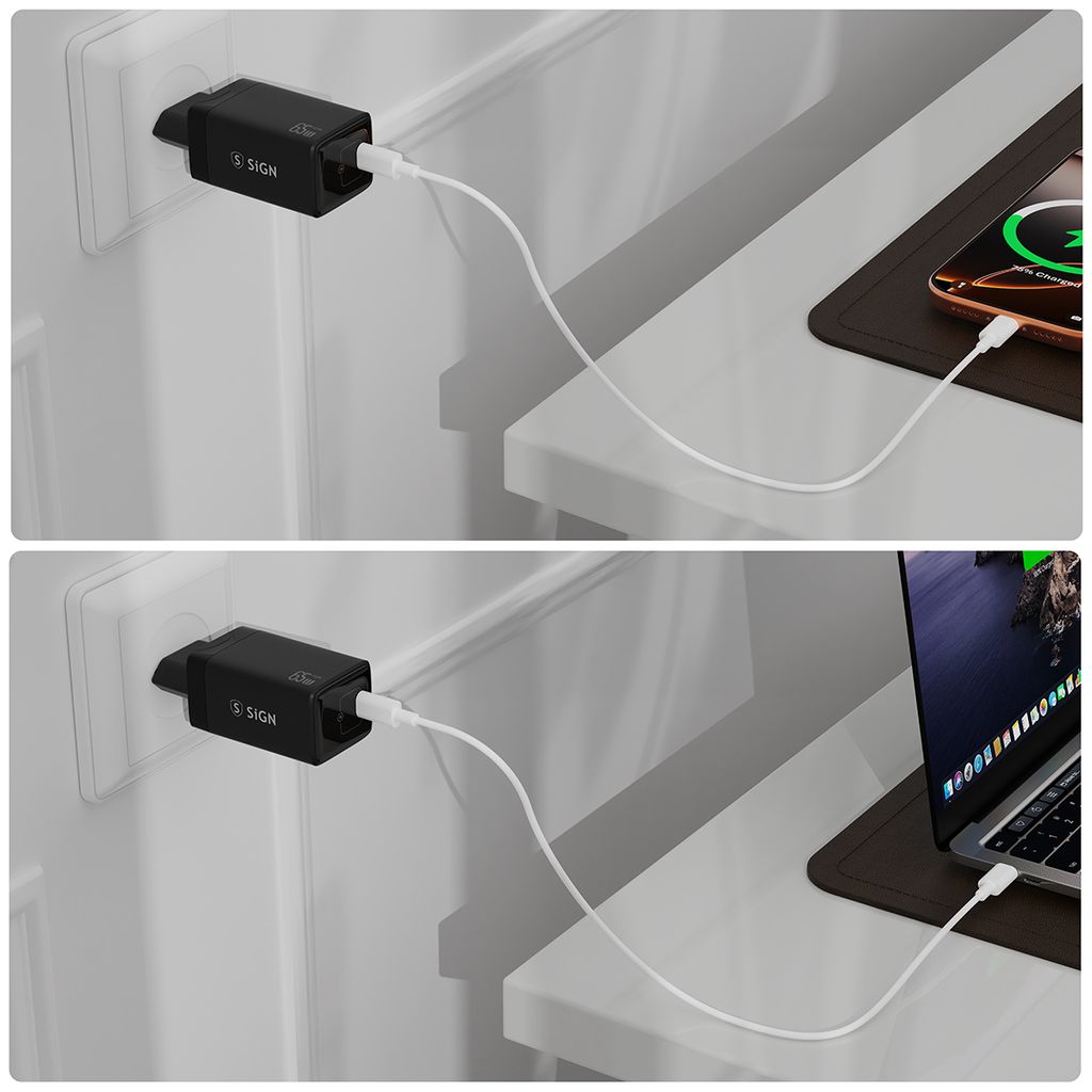 SiGN 65W Snabbladdare USB-C PD Svart