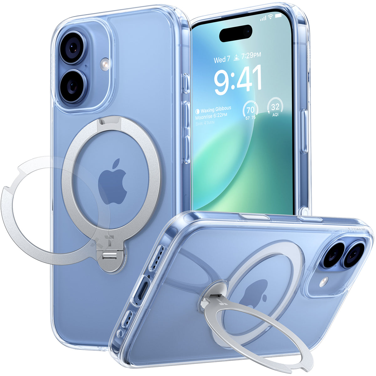 Torras iPhone 17 Skal Ostand Q3 Spin Transparent