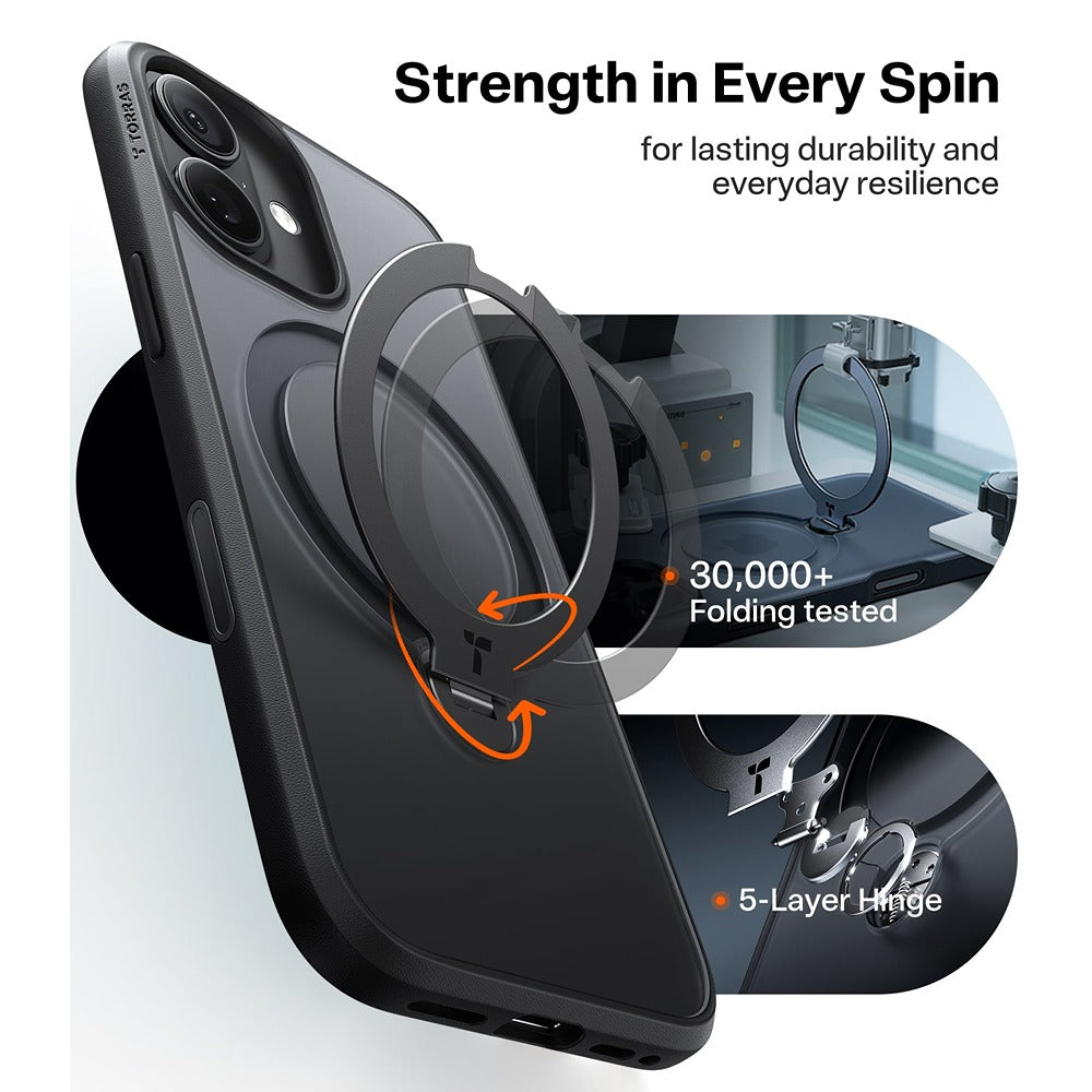 Torras iPhone 17 Skal Ostand Q3 Spin Obsidian Black