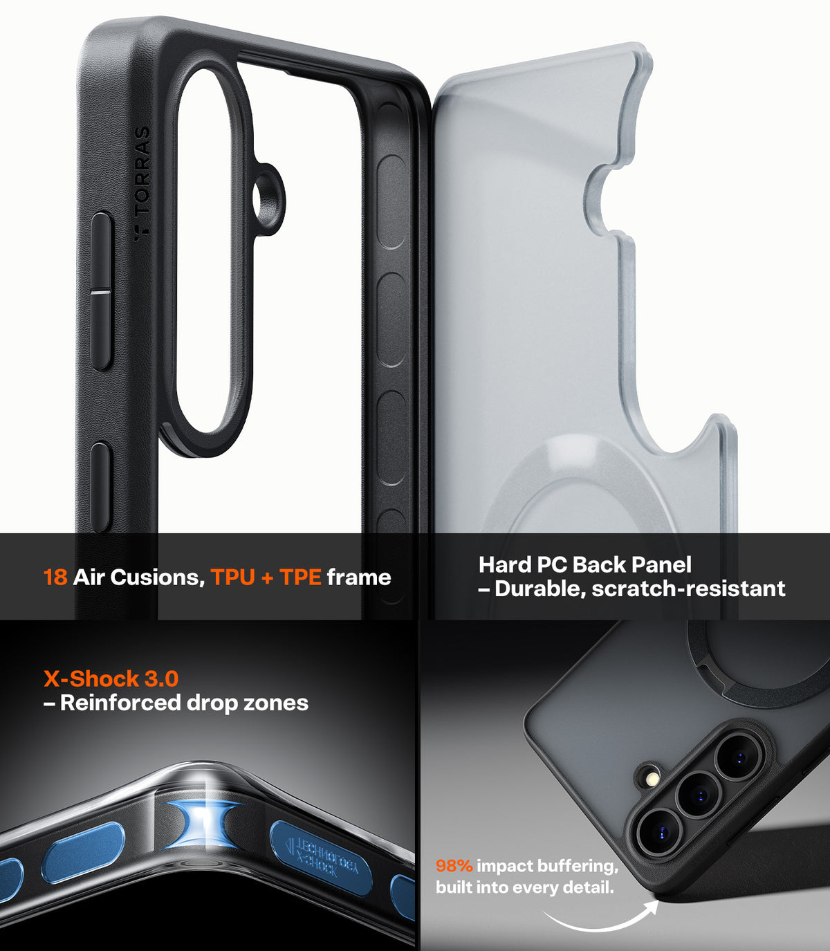 Torras Samsung Galaxy S26 Plus Skal Ostand Q3 Spin Obsidian Black