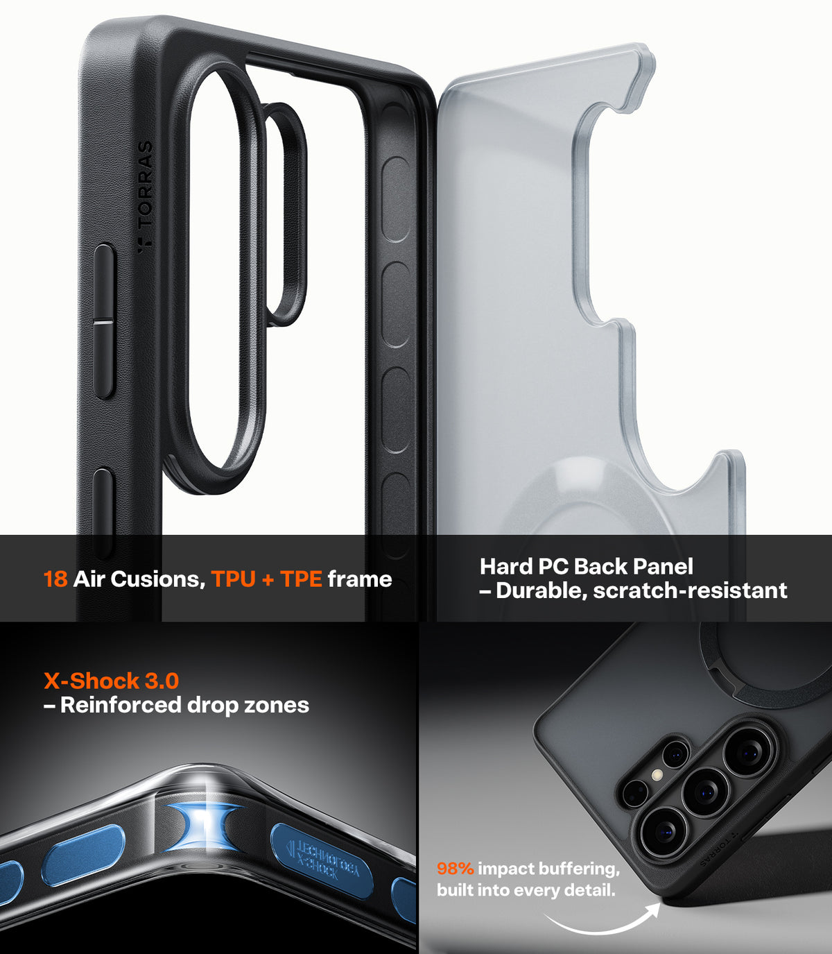 Torras Samsung Galaxy S26 Ultra Skal Ostand Q3 Spin Obsidian Black