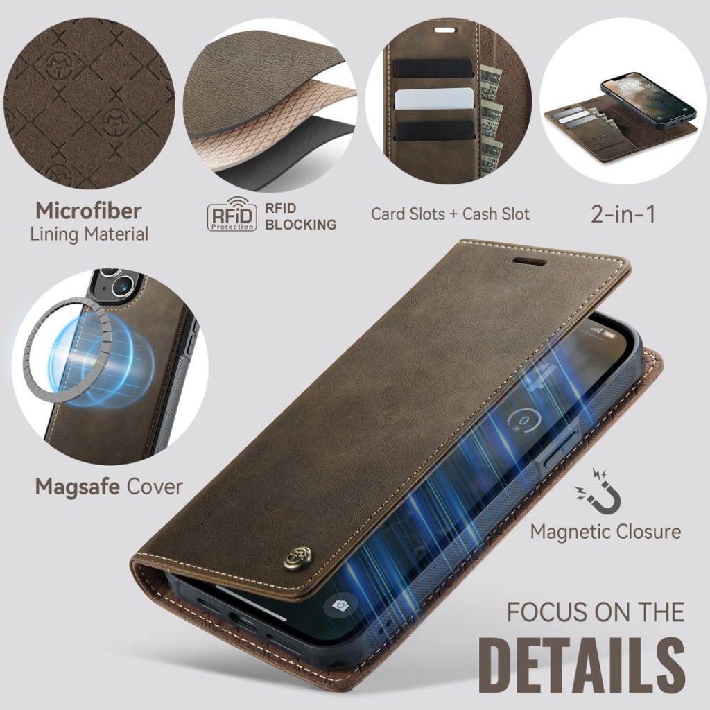 CaseMe iPhone 13 Fodral C49 Series Brun