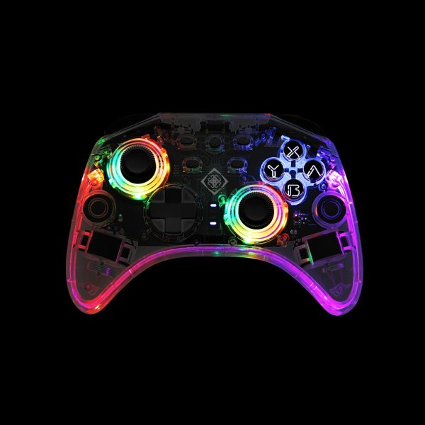 Deltaco Gaming Trådlös Kontroll för Nintendo Switch Transparent RGB