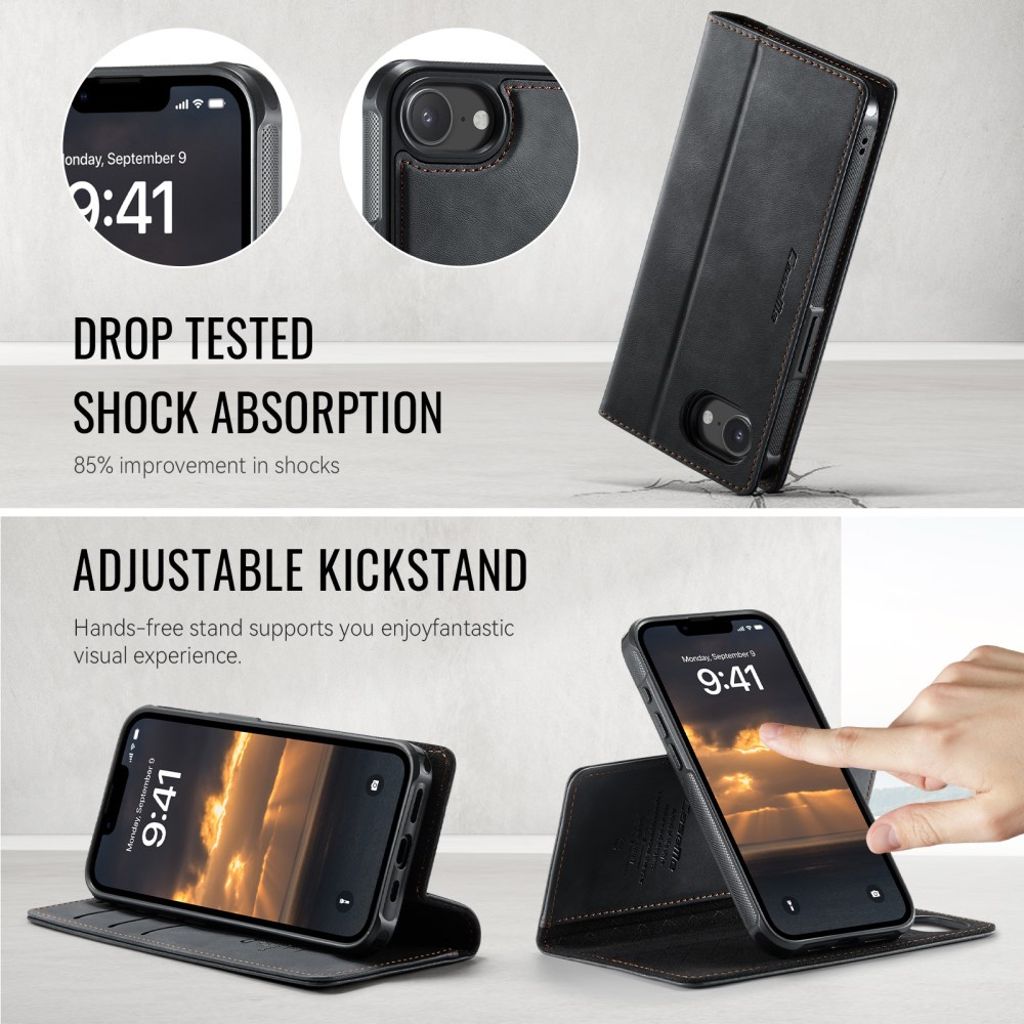 CaseMe iPhone 16e/iPhone 17e Fodral C49 Series Svart