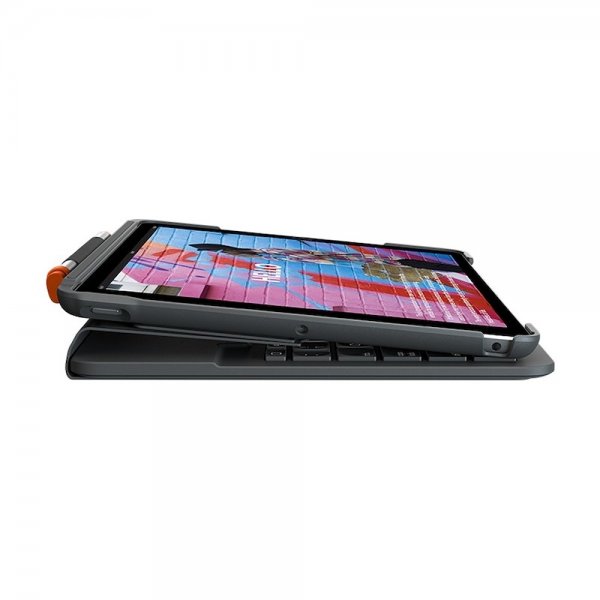 Logitech iPad 10.2 (gen 7/8/9) Fodral med Tangentbord Slim Folio Nordic Grå