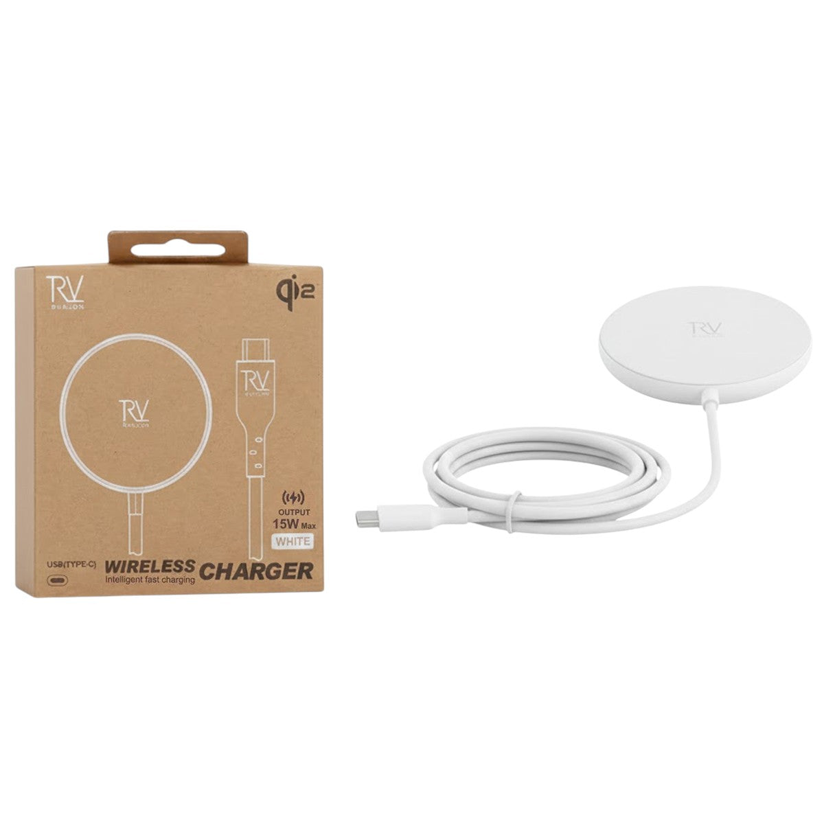 Rvelon Trådlös MagSafe Laddare med Stativ Qi2 15W USB-C Vit