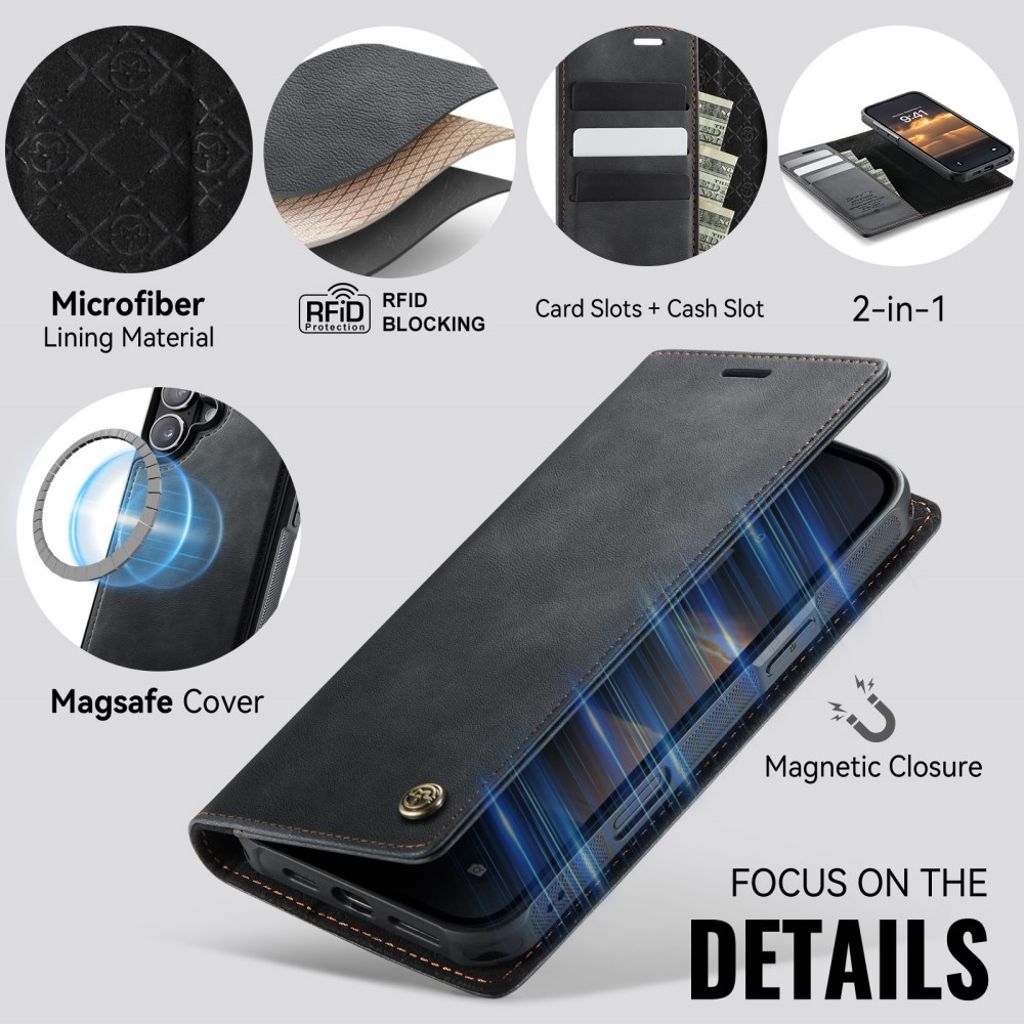 CaseMe iPhone 17 Fodral C49 Series Svart