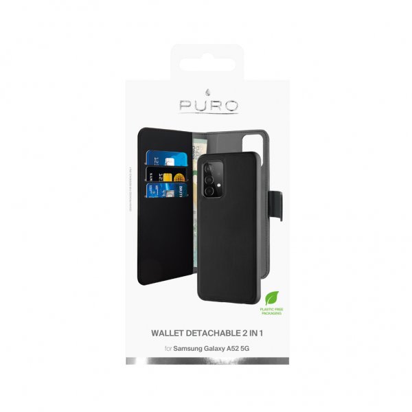 Puro Samsung Galaxy A52/A52s 5G Fodral Wallet Detachable 2 in 1 Svart