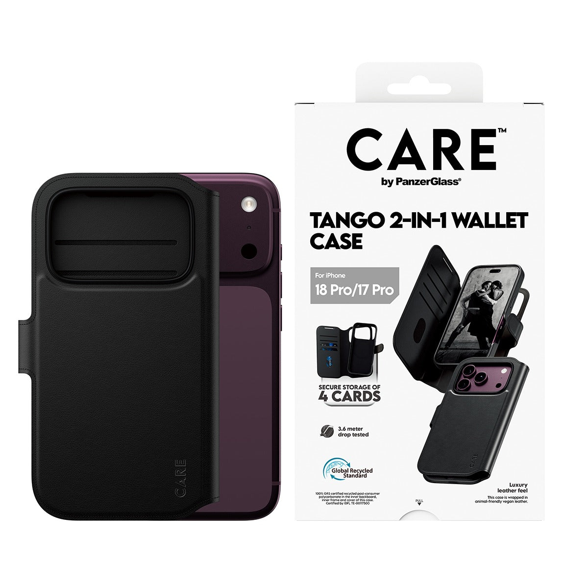 CARE by PanzerGlass iPhone 17 Pro/iPhone 18 Pro Fodral Tango Wallet MagSafe Svart