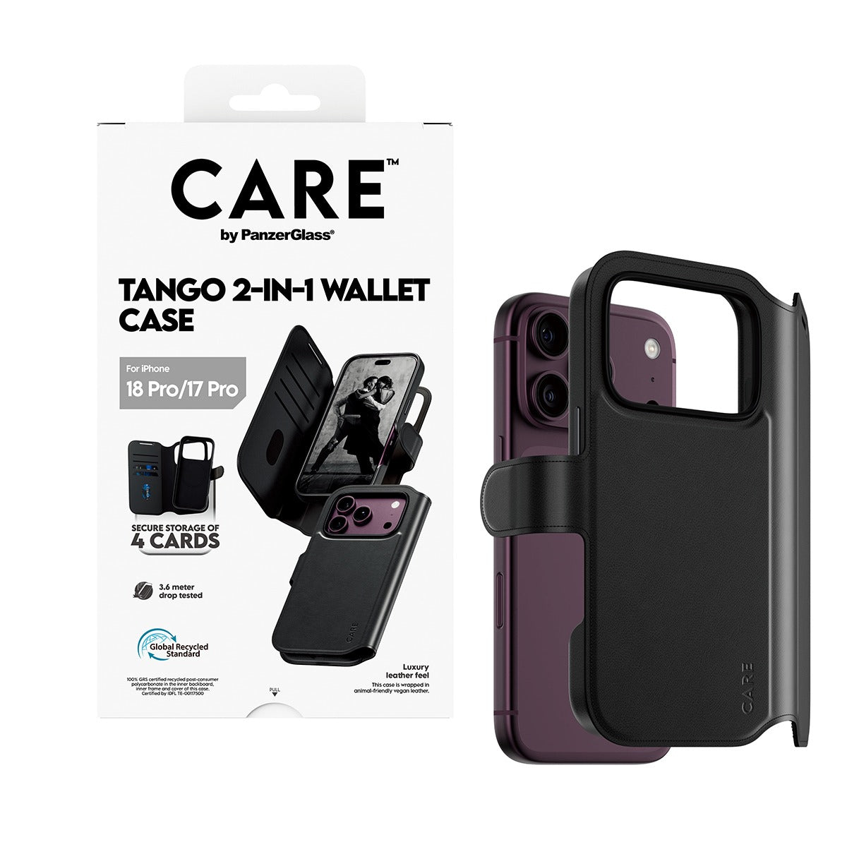 CARE by PanzerGlass iPhone 17 Pro/iPhone 18 Pro Fodral Tango Wallet MagSafe Svart