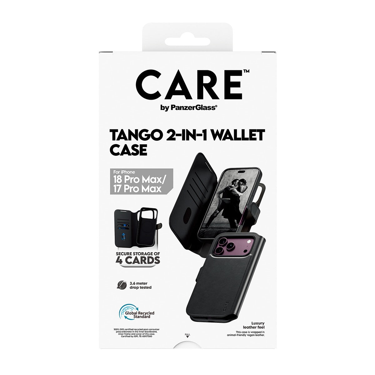 CARE by PanzerGlass iPhone 17 Pro Max/iPhone 18 Pro Max Fodral Tango Wallet MagSafe Svart