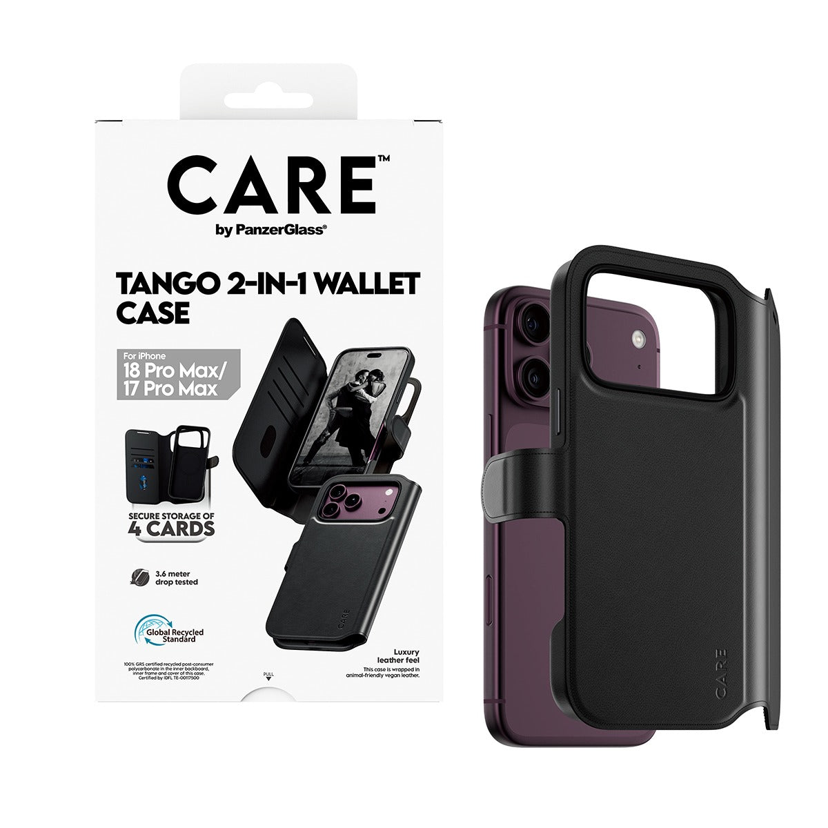 CARE by PanzerGlass iPhone 17 Pro Max/iPhone 18 Pro Max Fodral Tango Wallet MagSafe Svart