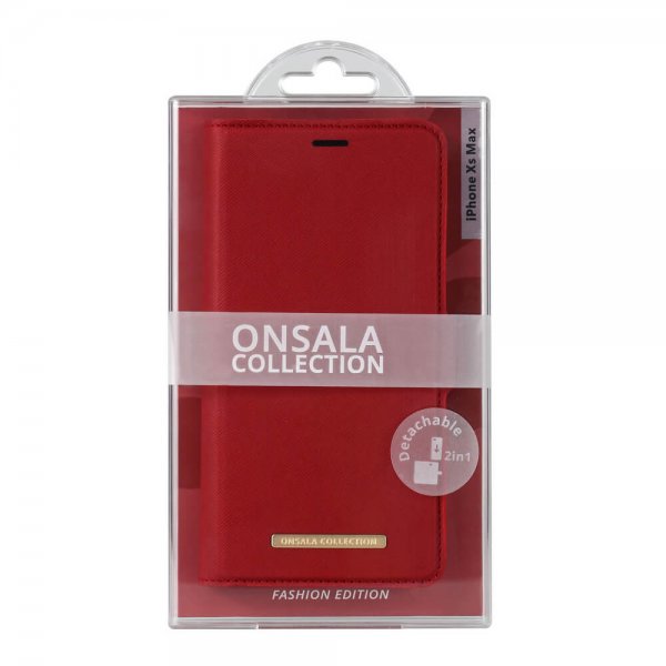 Onsala iPhone Xs Max Fodral Fashion Edition Löstagbart Skal Saffiano Röd