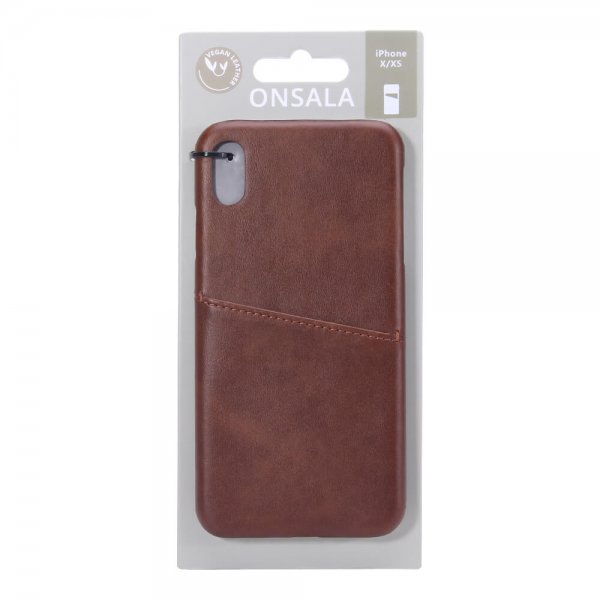 Onsala iPhone X/Xs Skal med ett Kortfack Brun