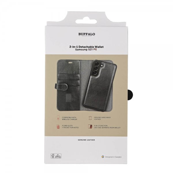 Buffalo Samsung Galaxy S21 FE Fodral 2-in-1 Detachable Wallet Svart