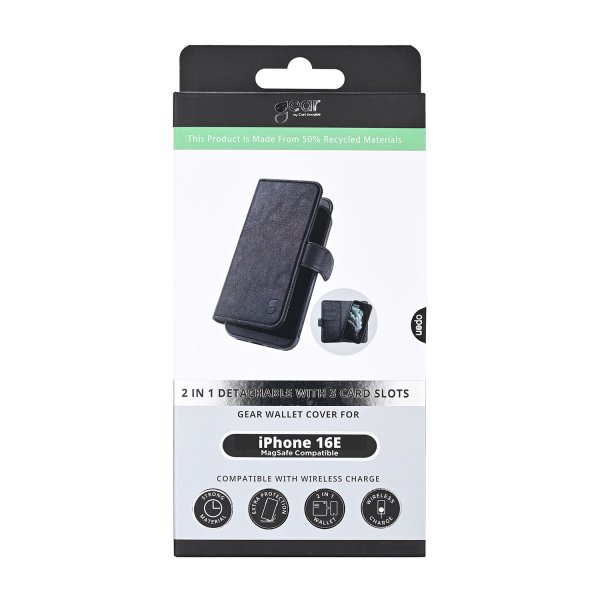 Gear iPhone 16e/17e Fodral 2-i-1 3 Kortfack MagSeries Svart