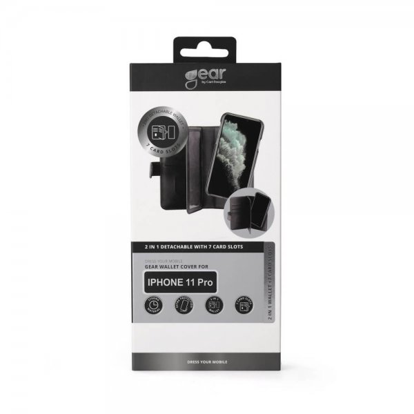 Gear iPhone 11 Pro Fodral 7 Kortfack Löstagbart Skal Svart