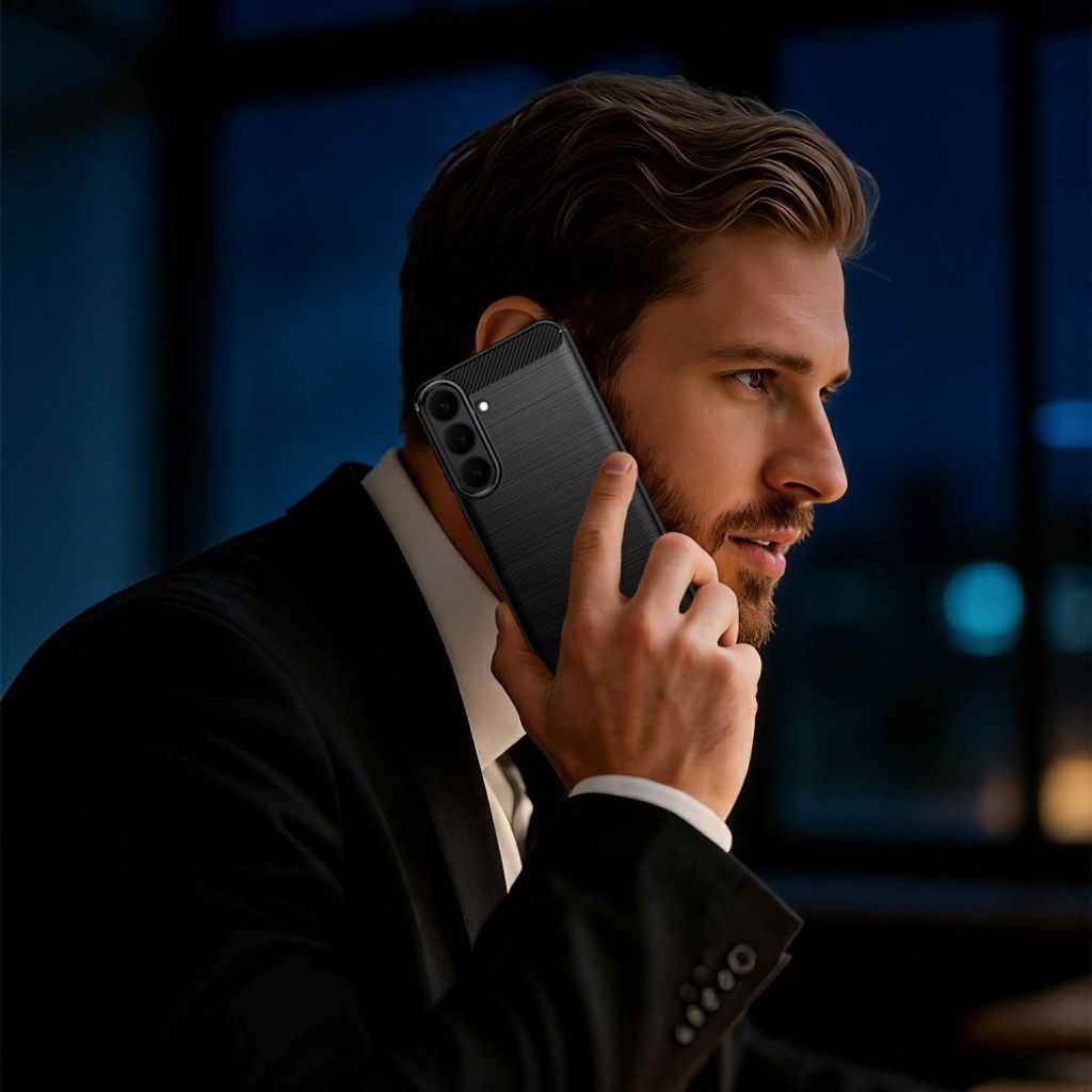 Samsung Galaxy S26 FE Skal Borstad Kolfibertextur Svart