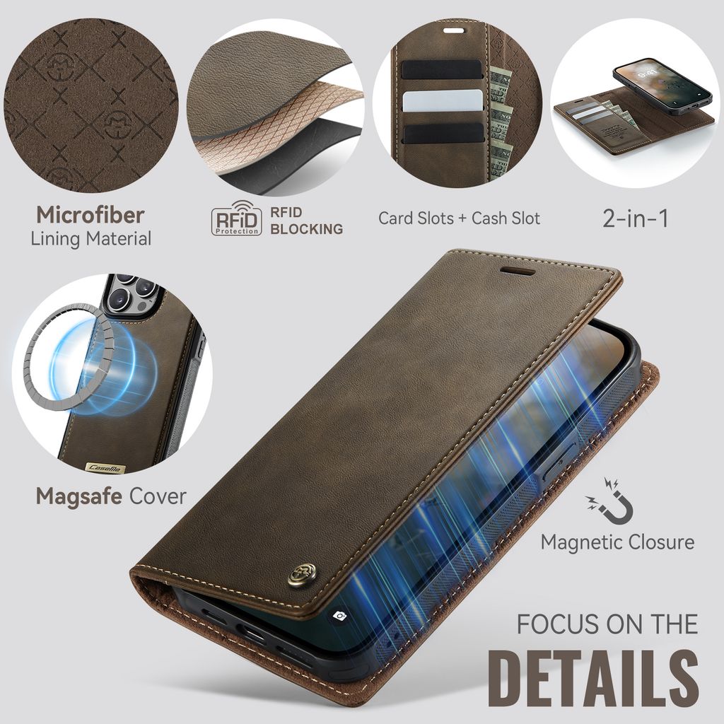CaseMe iPhone 15 Pro Max Fodral C49 Series Brun