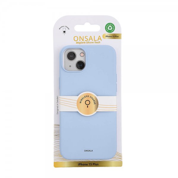 Onsala iPhone 15 Plus Skal Silicone Touch MagSeries Ljusblå
