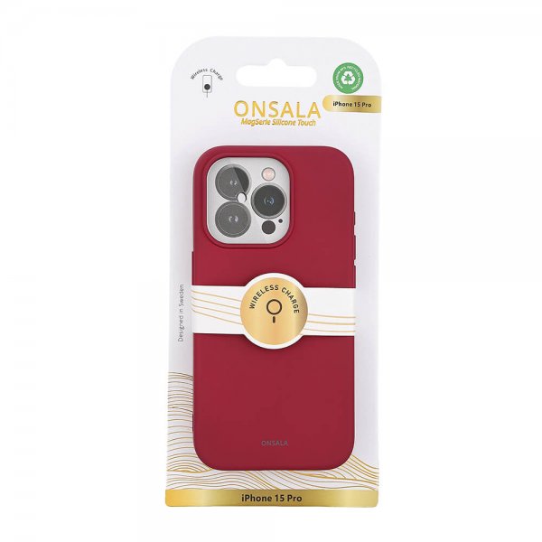 Onsala iPhone 15 Pro Skal Silicone Touch MagSeries Deep Red