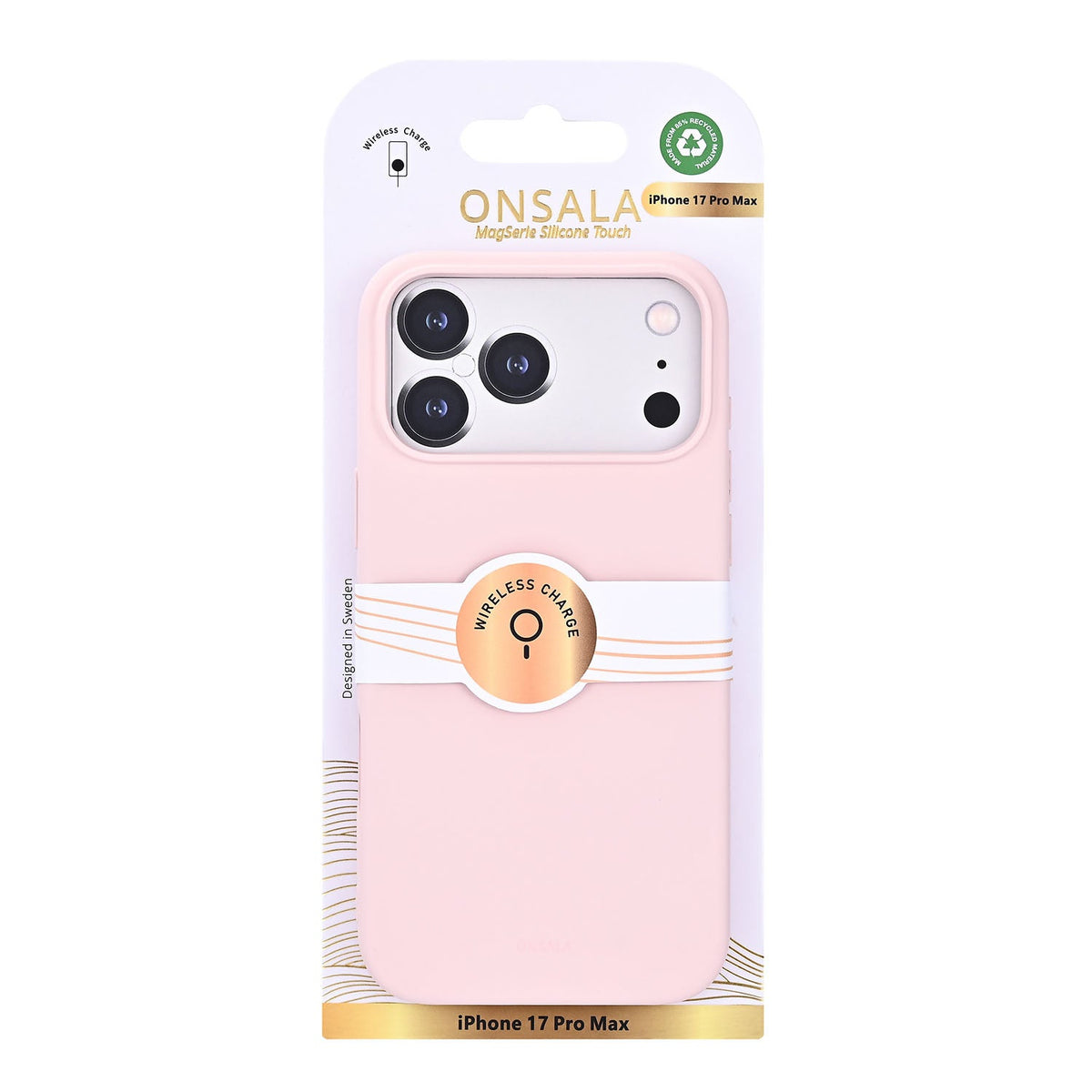 Onsala iPhone 17 Pro Max/iPhone 18 Pro Max Skal Silikonkänsla Chalk Pink