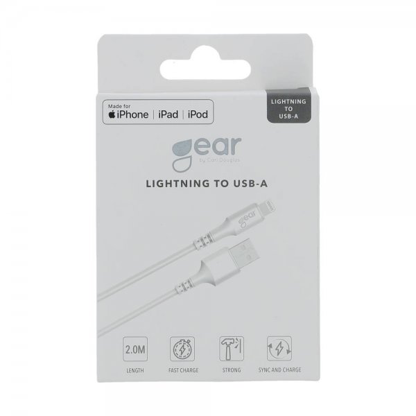 Gear Laddkabel Lightning till USB-A 2m MFI Vit