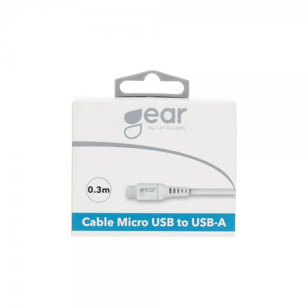 Gear Laddkabel Micro-USB till USB-A 0.3m Vit