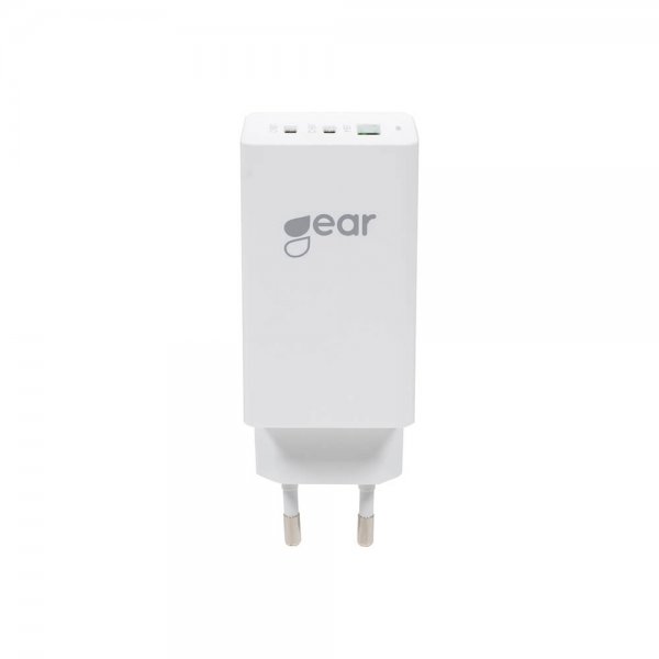 Gear Laddare GAN 2xUSB-C + 1xUSB-A PD 65W Vit