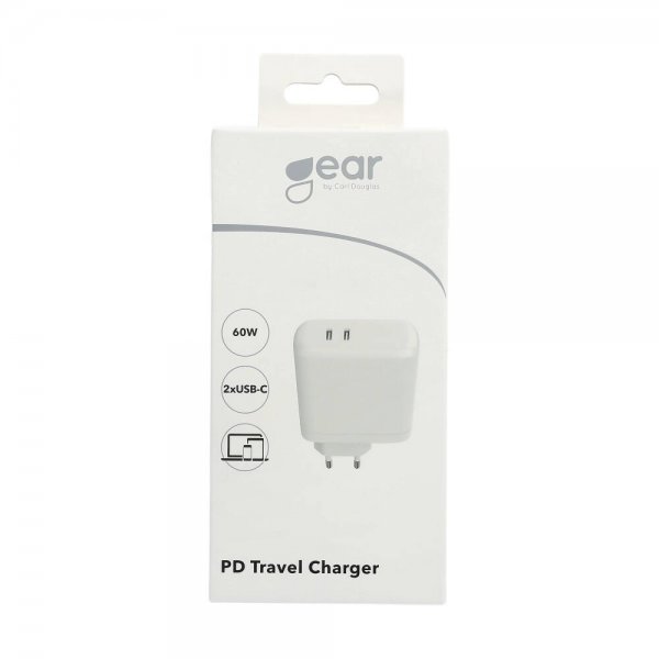 Gear Laddare 2xUSB-C PD 60W Vit