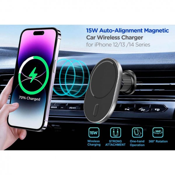 Gear MagSerie Telefonhållare Airvent MagSafe-laddning 15W
