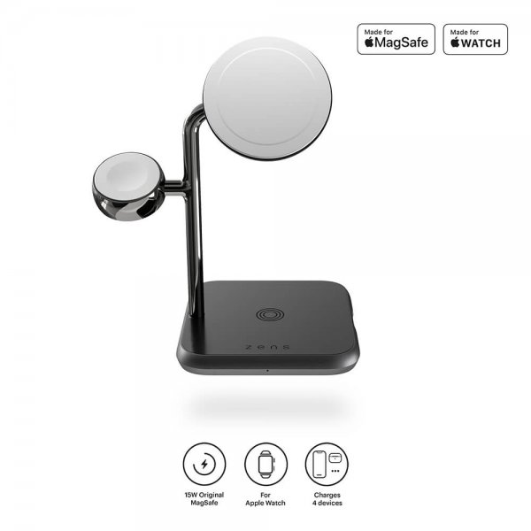 Zens 4-in-1 MagSafe/Watch Wireless Charging Station Svart