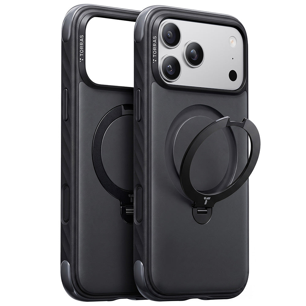 Torras iPhone 18 Pro Skal Ostand Q3 Rugged Jet Black